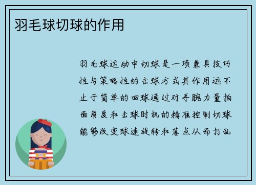 羽毛球切球的作用